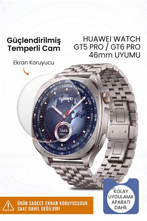Huawei Watch Gt5 Pro/Gt6 Pro 46mm Compatible Tempered Glass Screen Protector with Application Apparatus
