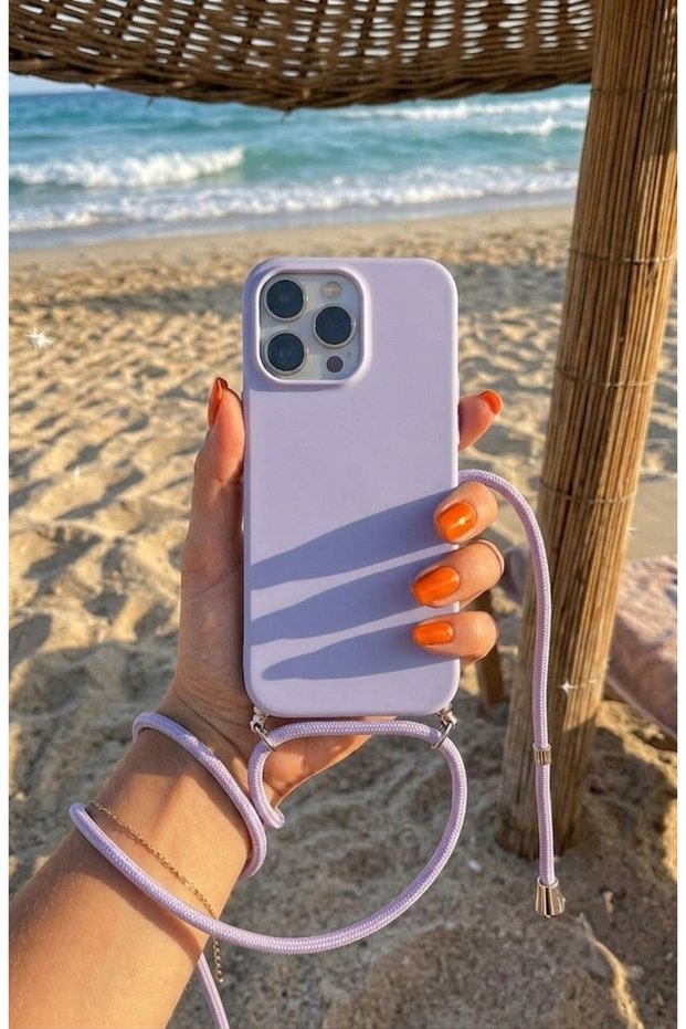 iPhone 15 Pro Max Soft Silicone Velvet Phone Case with Strap, 130 cm Strap