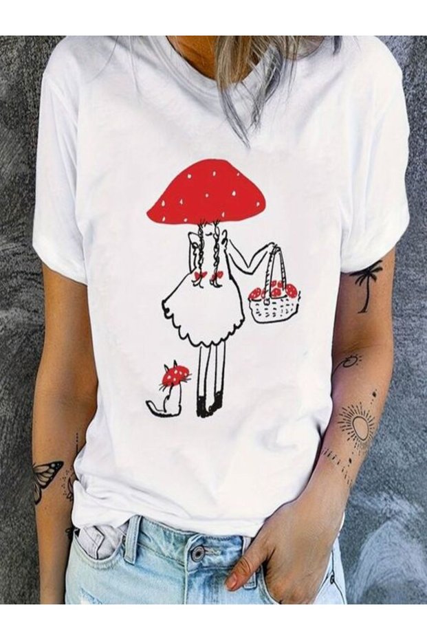 Printed White Women's T-Shirt