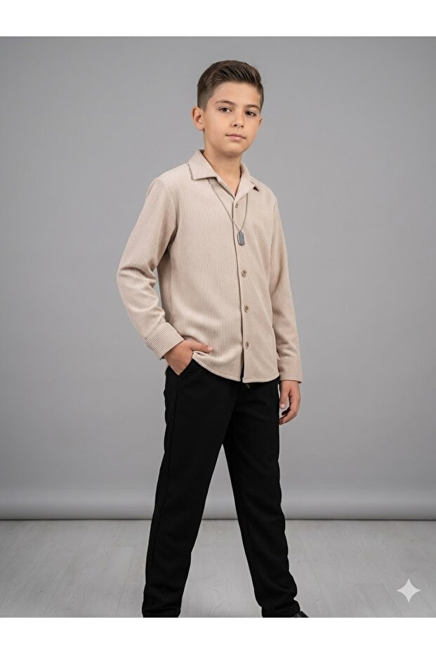 Ribbed Casual Special Occasion Boys' 2-Piece Set with Chain Accessories