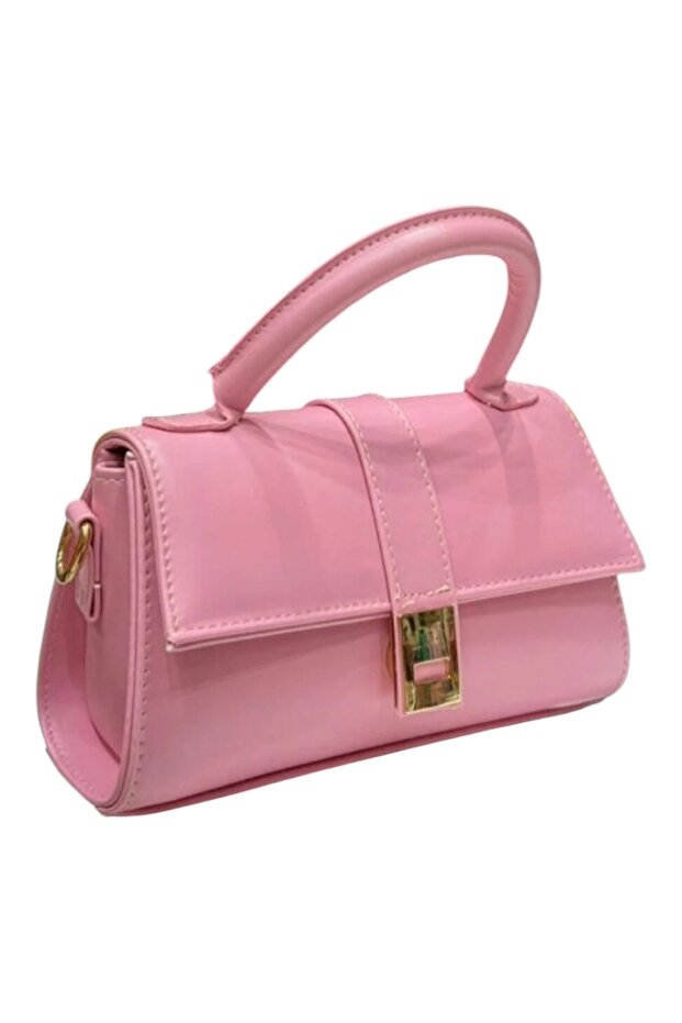 Single Handle Metal Lockable Women's Handbag and Crossbody Shoulder Bag (Small Size)