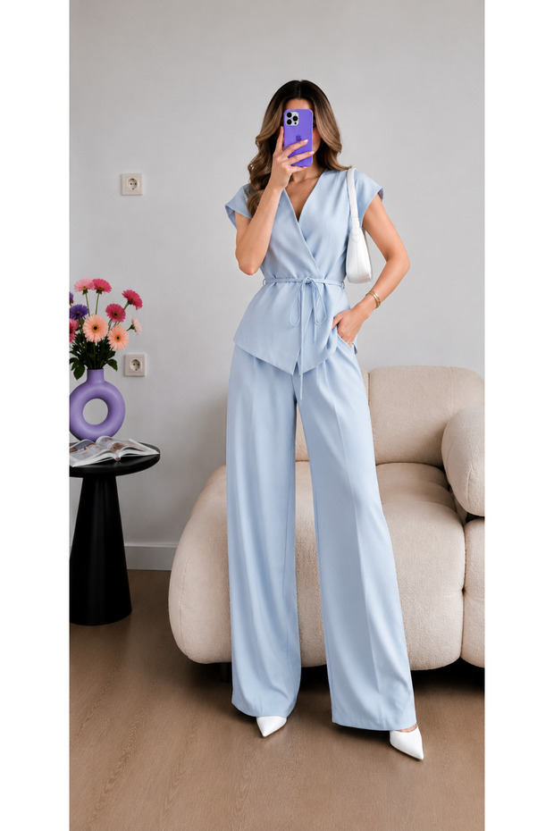 Double-Breasted Lace-Up Vest Trousers Blazer Suit