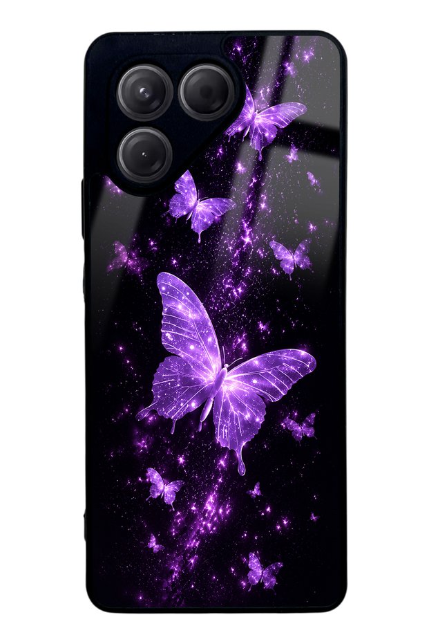 Tecno Pova 7 Purple Galaxy Butterfly Design Glossy Phone Case