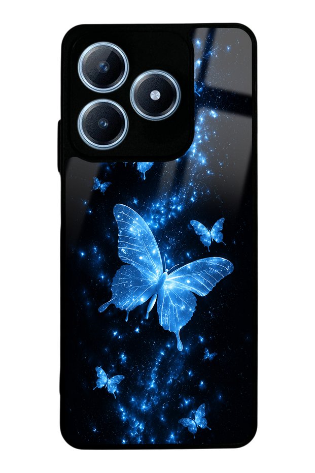 Realme C63 Blue Galaxy Butterfly Design Glossy Phone Case