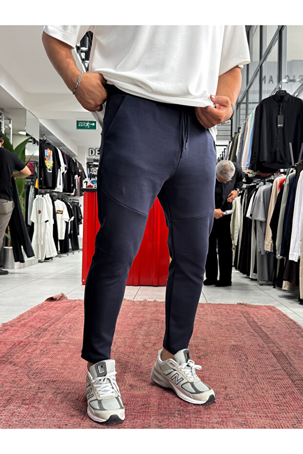 Navy Blue Side Zipper Basic Tracksuit By-0002 - 2
