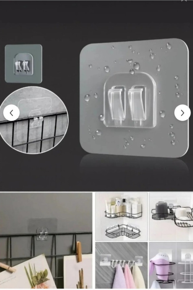6-Piece Self-Adhesive Wall Hanger Rack Holder Hook Transparent Frame Hanger Without Drilling