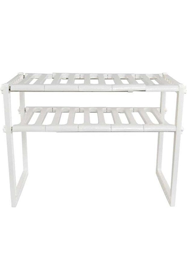 SKY-TOUCH 2 Tiers Expandable Kitchen Organizer, Multi-Functional Shelf Cabinet, Expandable Space Saving Rack