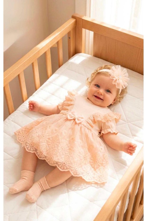 Baby Girl Mevlütlük Dress Summer Bandana Lace Newborn Hospital Release 100% Cotton Wedding Dress Evening Dress 4028K
