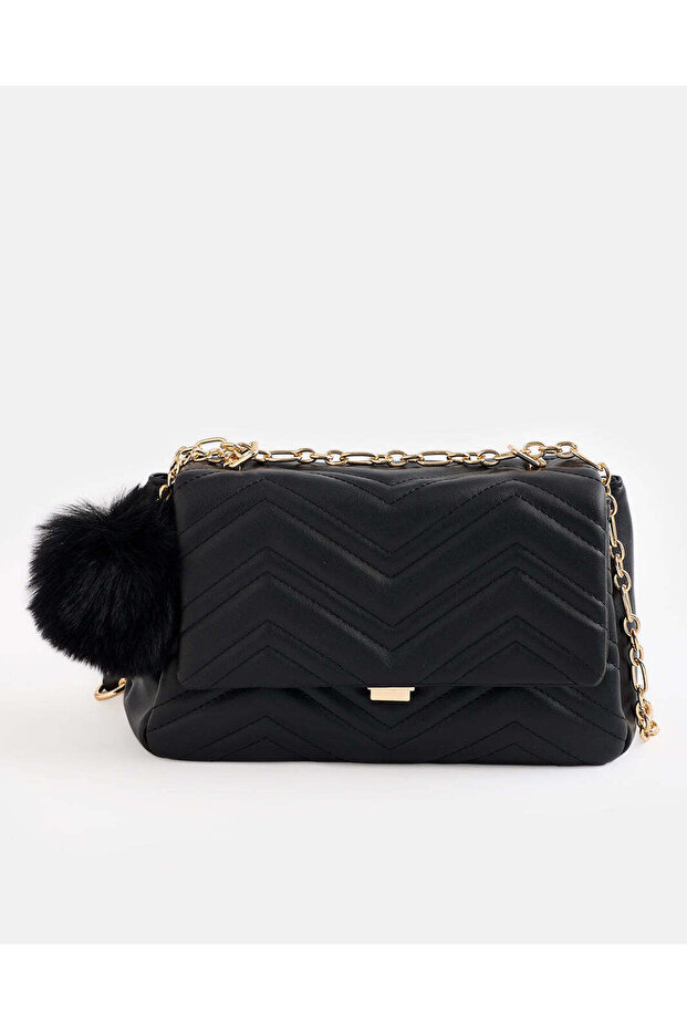 Women Black Quilted Crossbody Bag