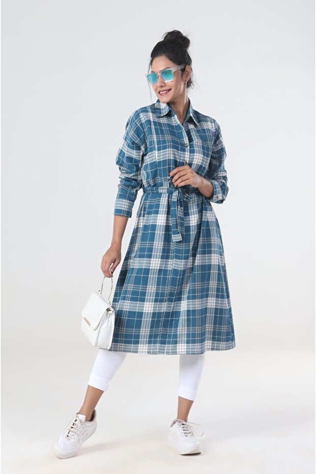 blue classic check casual
