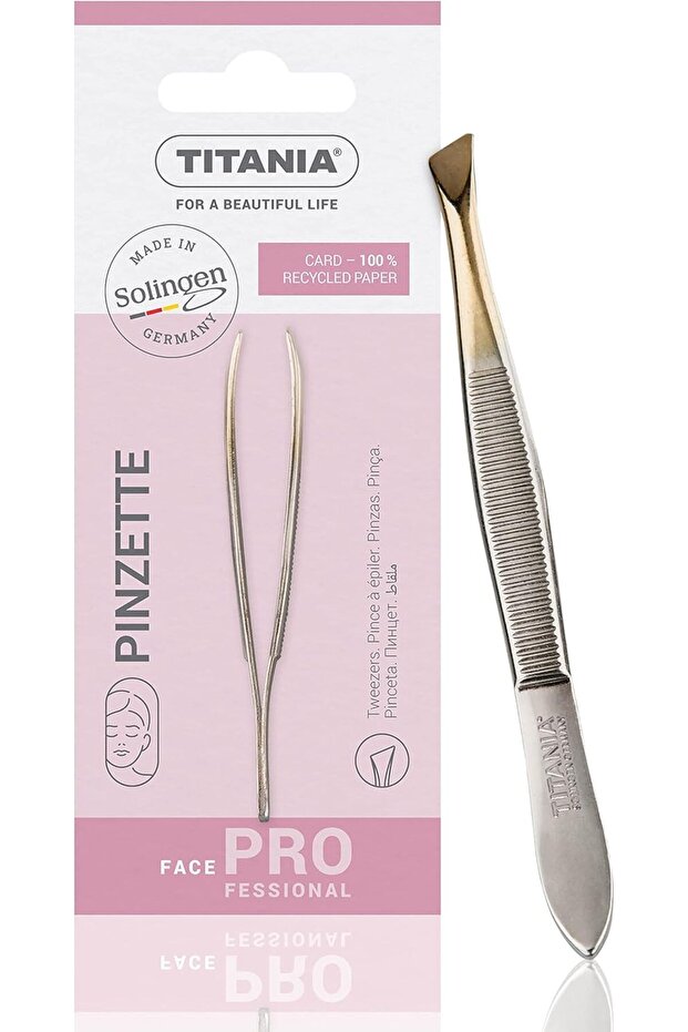 Tweezers from Solingen (8 cm, gold-plated). Made in Germany. Eyebrow tweezers for plucking. Extra precise. Gold-plated tip