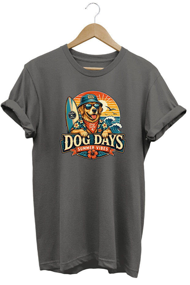Dog Days Summer Vibes Unisex Dog Printed Summer Themed Regular Fit Crew Neck T-Shirt