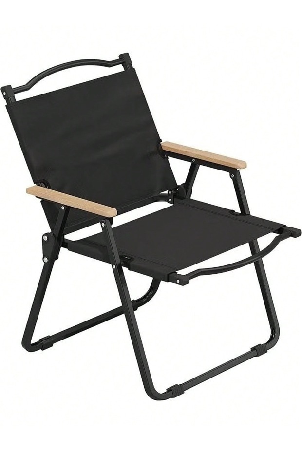 2 PCS Portable Folding Camping Chair with Wooden Armrests Lightweight Outdoor Chair for Desert Camping Beach BBQ Garden Fishing