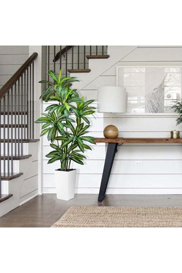 150cm Artificial Dracaena Tree Tall Fake Plant with White Pot - Realistic Faux Dragon Tree