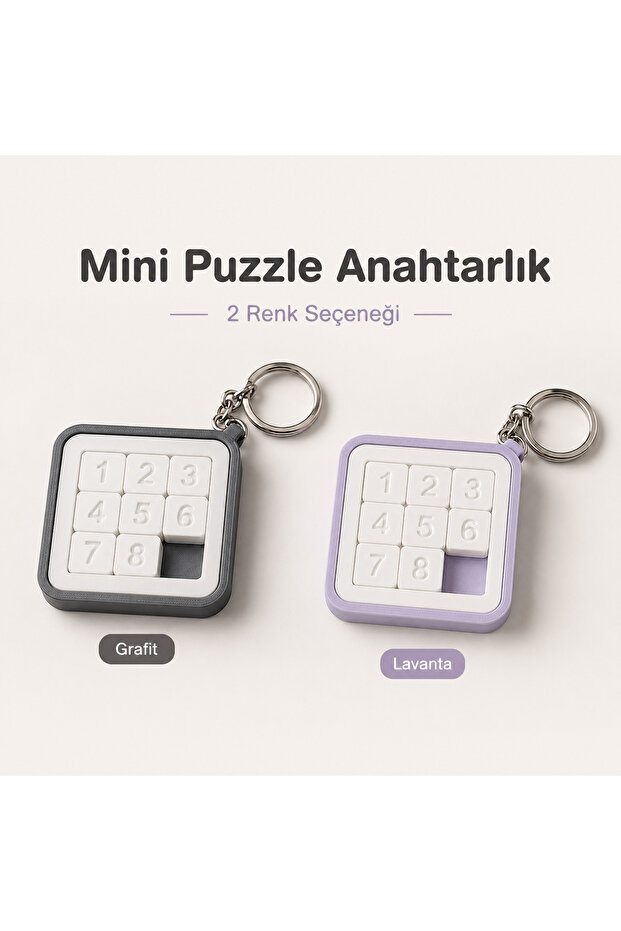 Mini Puzzle Keychain Bag Ornament Slide-And-Slide Intelligence Game (2 Pieces)