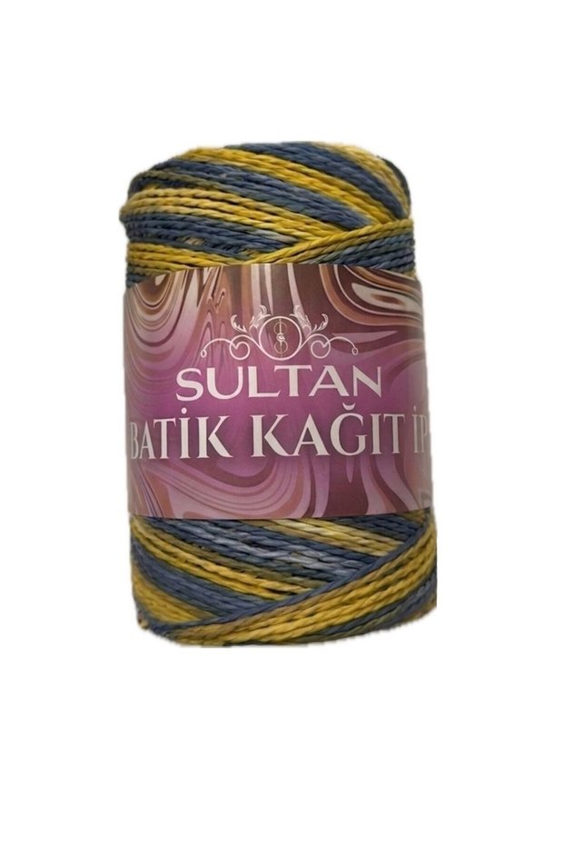 1 Piece Sultan Batik Paper Rope-Bag-Hat-Clasp-Basket-Bracelet Rope - Color: Yellow Navy Blue