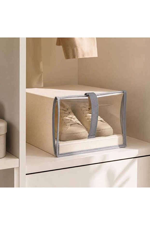Avria Foldable Shoe Box With Window 22x34x16cm - Beige