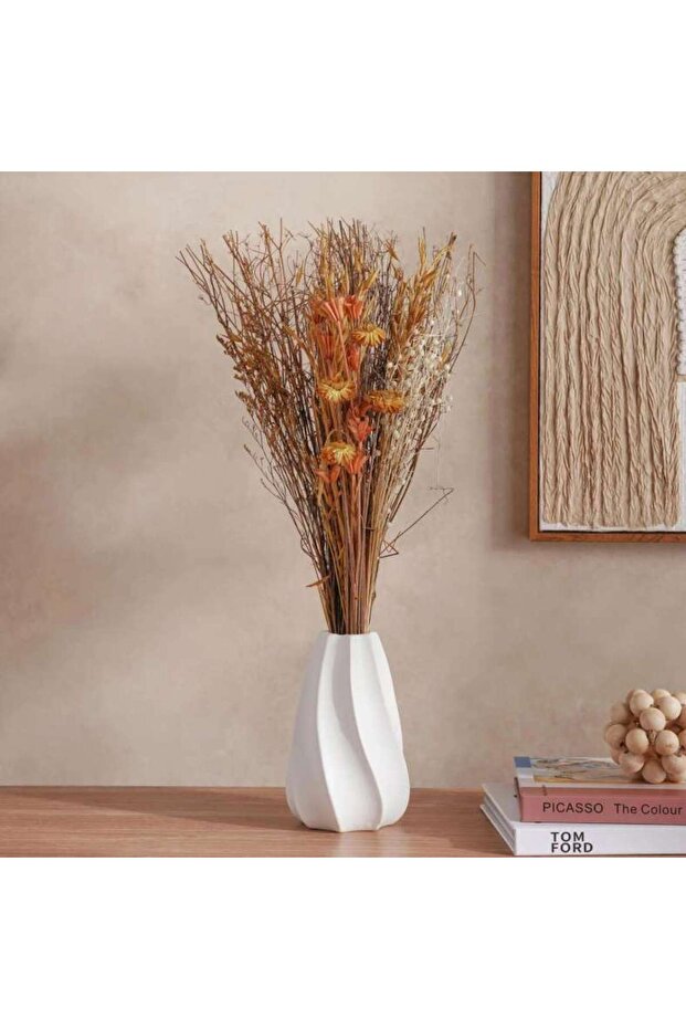 Spring Dried Flowers Bouquet H60cm - Yellow
