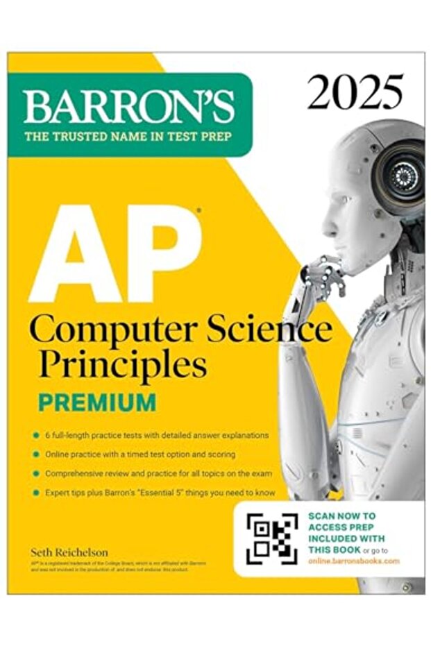 مبادئ علوم الحاسوب AP بريميوم، 2025: 6 اختبارات تدريبية + مراجعة شاملة + تمارين إلكترونية