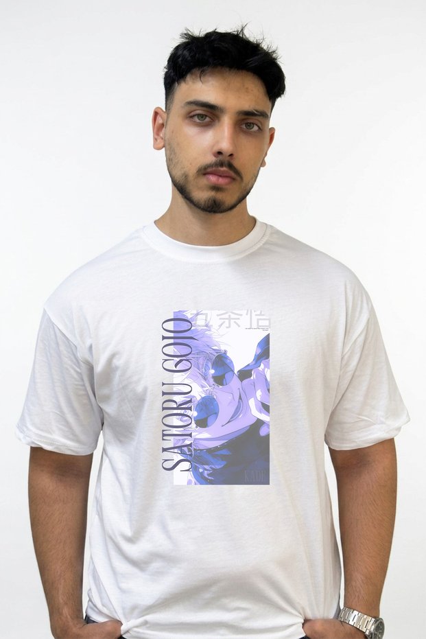 Satoru Gojo Design Printed Oversize White T-Shirt