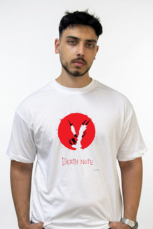 Death Note_18 Design Printed Oversize White T-Shirt