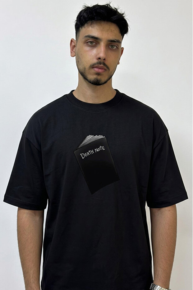 Death Note_20 Design Printed Oversize Black T-Shirt