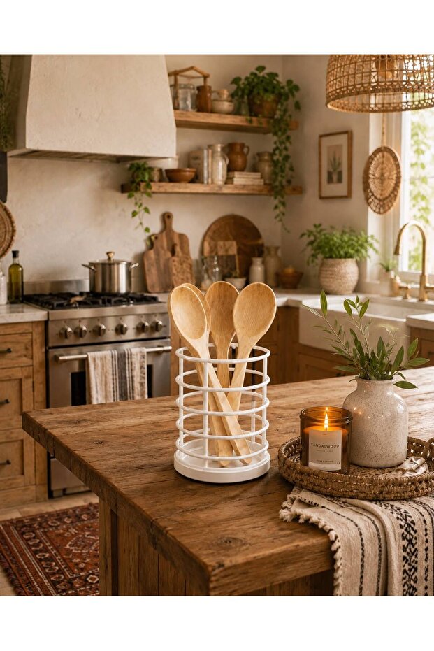 White Countertop Multi-Purpose Spoon Holder