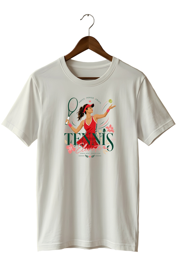 Tennis Racket Printed T-Shirt Floral Sports T-Shirt