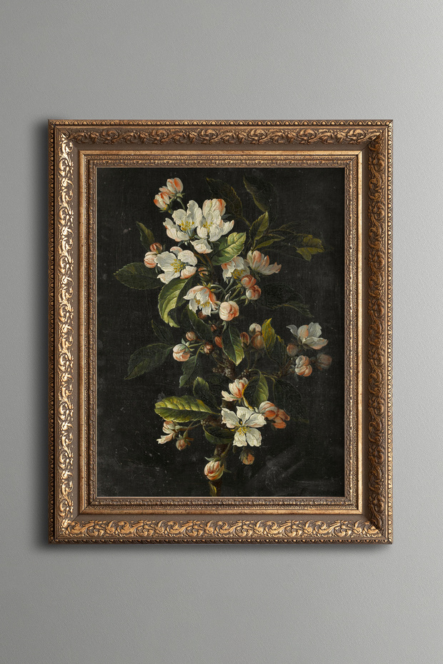 Floral Still Life - Vintage Patterned Painting - Thick Model