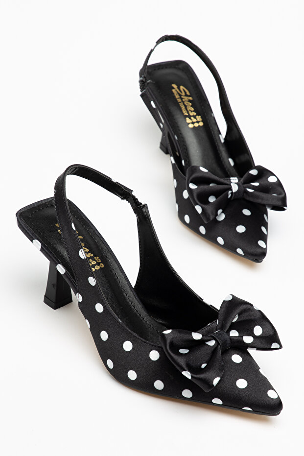 Open Back Pointed Toe Bowknot Satin 8 Centimeter Heeled Women's Shoes