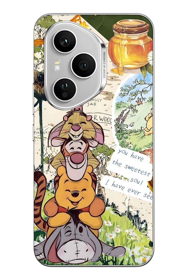 Honor 400 Pro Compatible Vintage Winnie Pooh Collage Pattern Transparent Phone Case