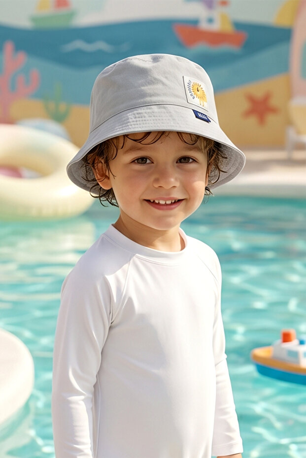 Boy's 4-8 Years Old Bucket Hat 06-R007 Light Gray