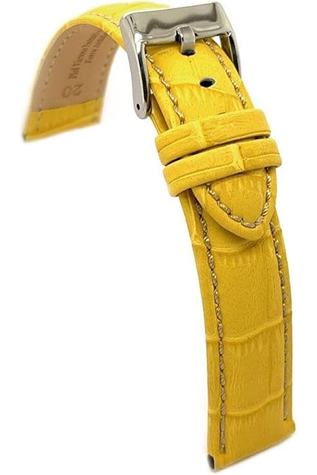 diloy Leather Watch Straps Engraved Crocodile White Stitching 18-30mm Ref 378