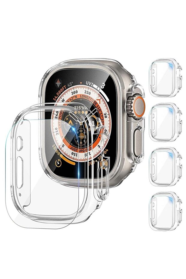 [4 Pack] Apple Watch Ultra 49mm Screen Protector & PC Bumper Case (Clear)