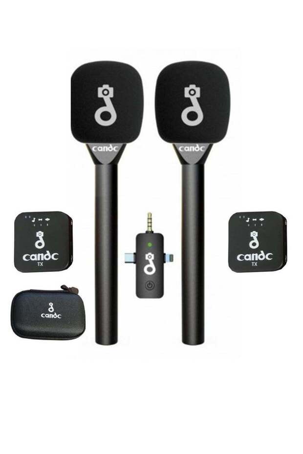 Interview 3-in-1 Dual Wireless Microphone System – Black | Pro Lavalier Mic Kit with 2 Transmitters & 1 Receiver