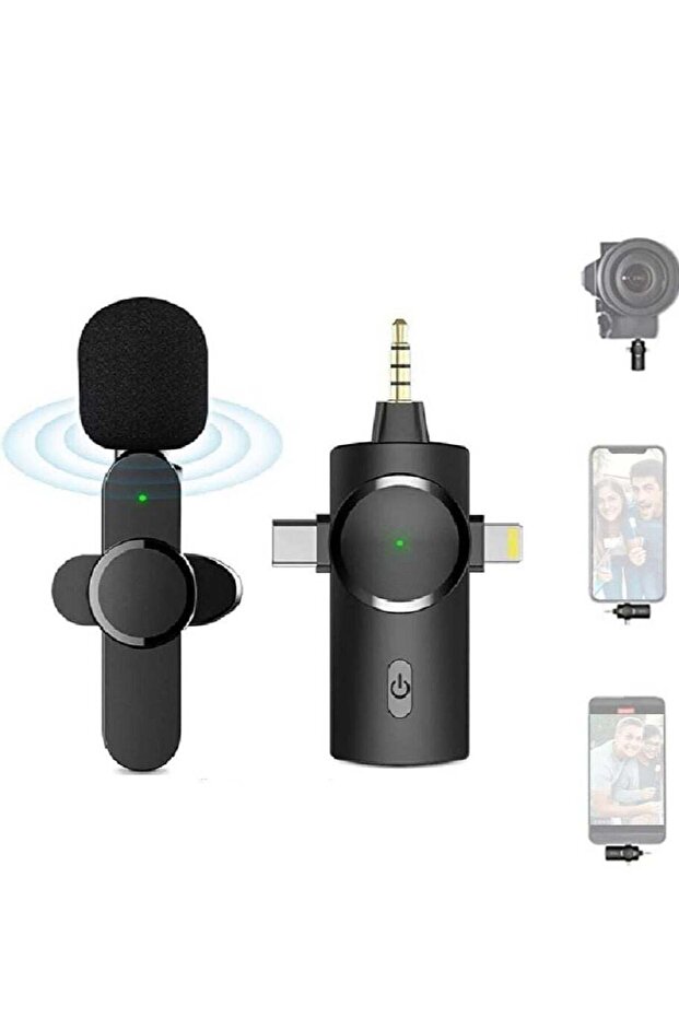 Wireless Lavalier Microphone – 3-in-1 Plug-and-Play Lapel Mic for iPhone, iPad, Android, and Camera Recording