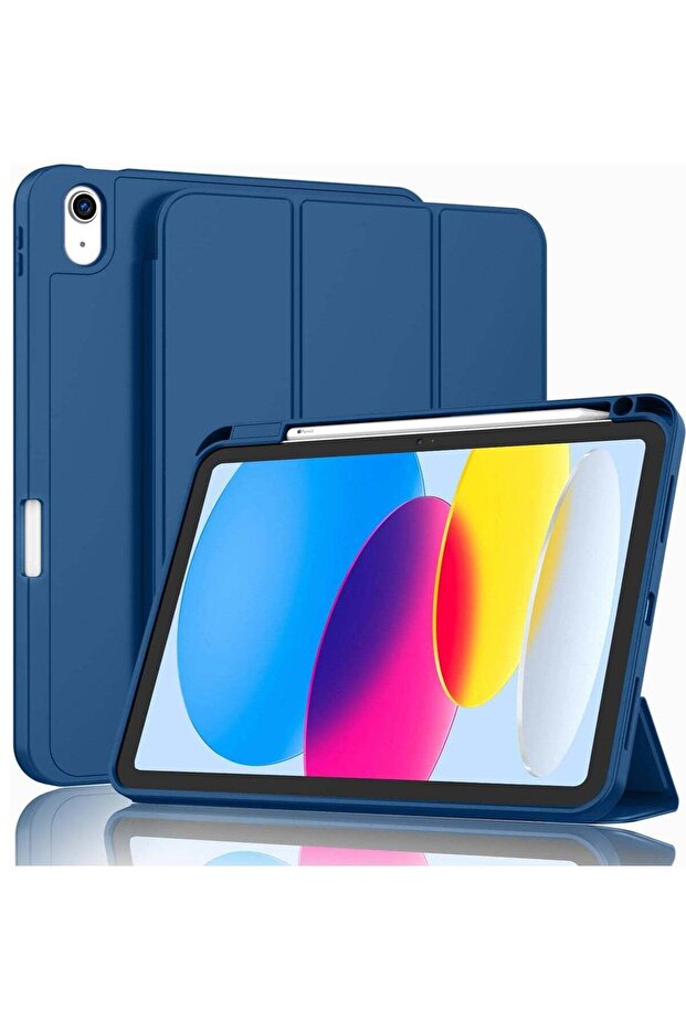 iPad 10th Generation Case (10.9 Inch, 2022) – Smart Case with Pencil Holder, Soft TPU Back, Auto Wake/Sleep Support – Navy Blue