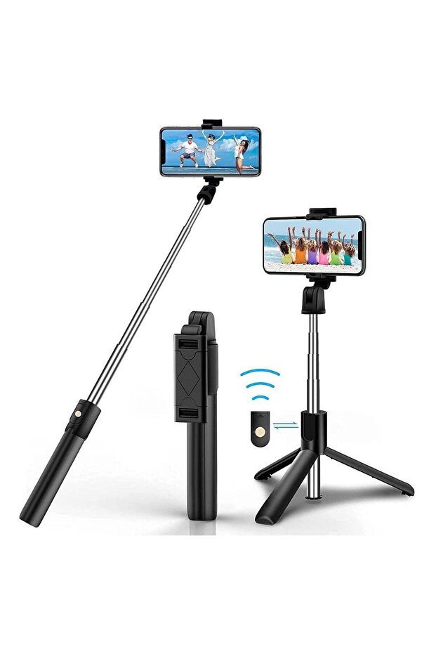 Selfie Stick Tripod, Extendable 3 in 1 Aluminum Bluetooth Selfie Stick with Wireless Remote and Tripod Stand