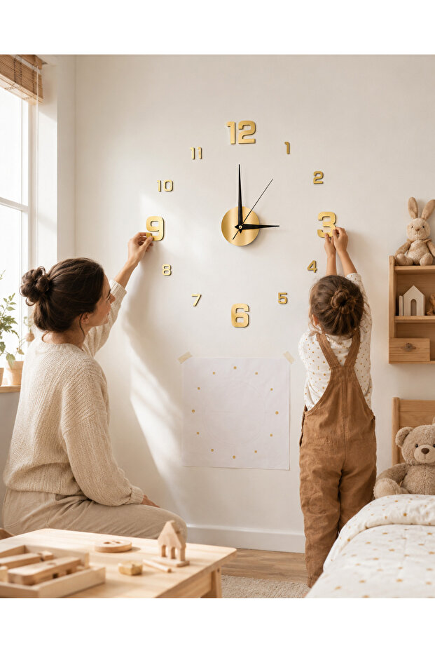 Wall Clock Decorative Adhesive Diy, Silent 3D DIY Clock