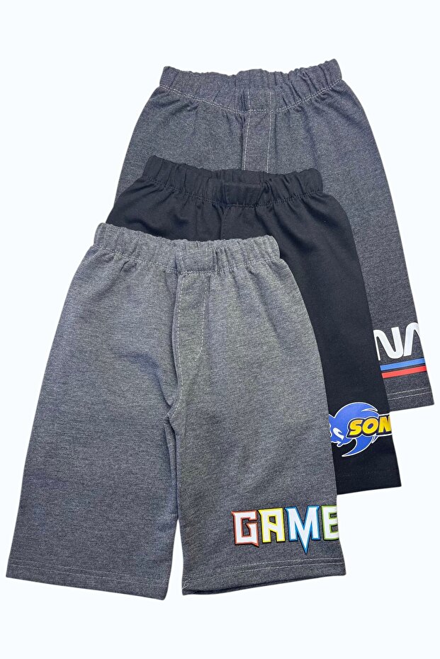 Children's Boys Combed Cotton Capri Sweatpants Printed Set of 3
