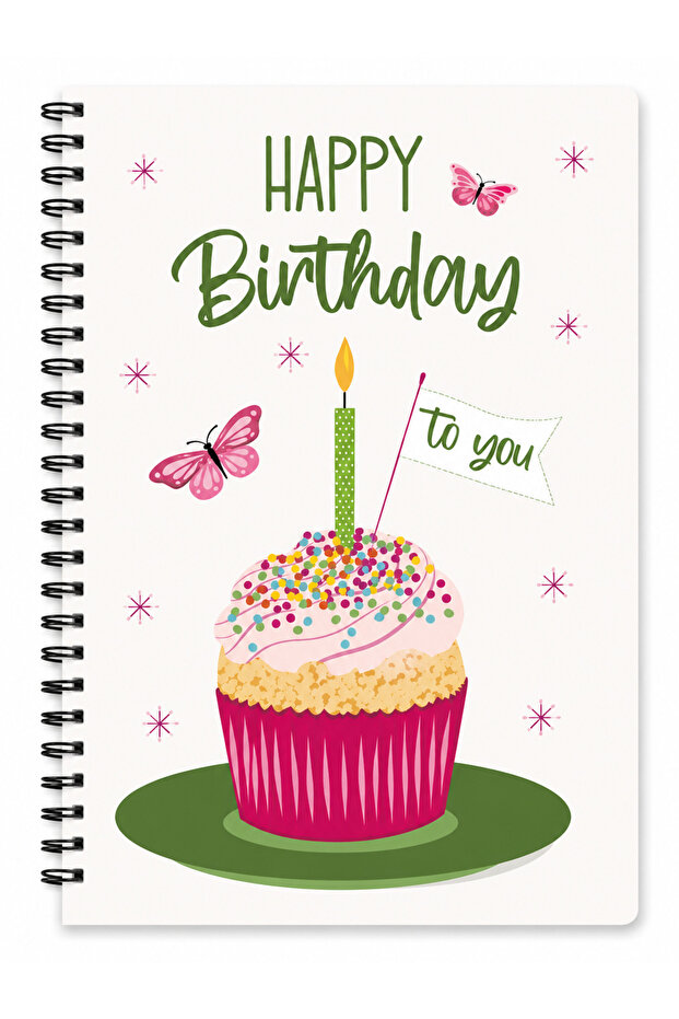 🎂 دفتر حلزوني مقاس A5 مع كعكة عيد ميلاد سعيد | دفتر ملاحظات مخطط | تصميم بطابع عيد الميلاد