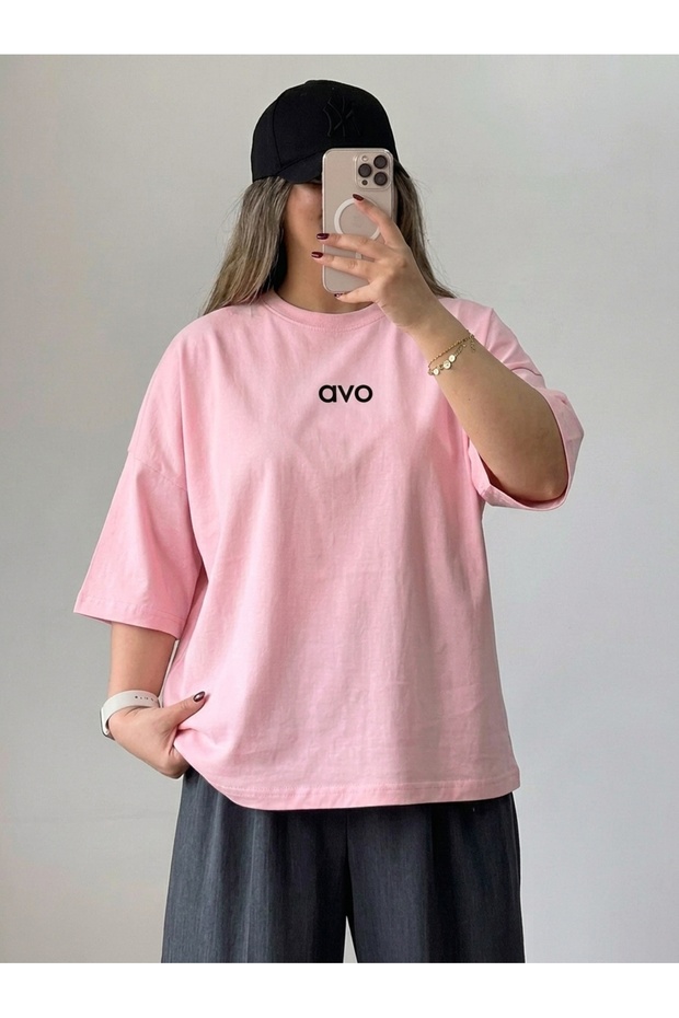Basic Oversize T-Shirt with Avo Gülcan Print – Comfortable Fit, Casual Sports Combination