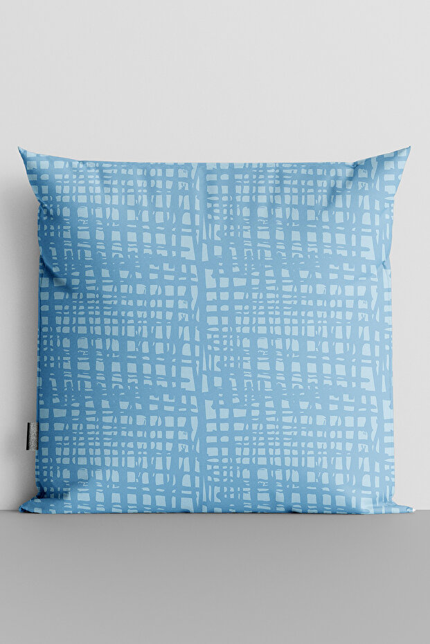 Blue Mixed Lines Double Sided Digital Printed Throw Pillow Cover - 1592