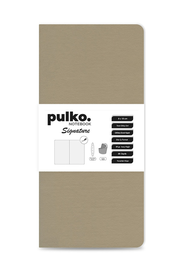 Signature Notepad, Tailor Stitching, 90Gr. Ivory, Plain, (0750), 90X190Mm / (64 Sheets) - Beige