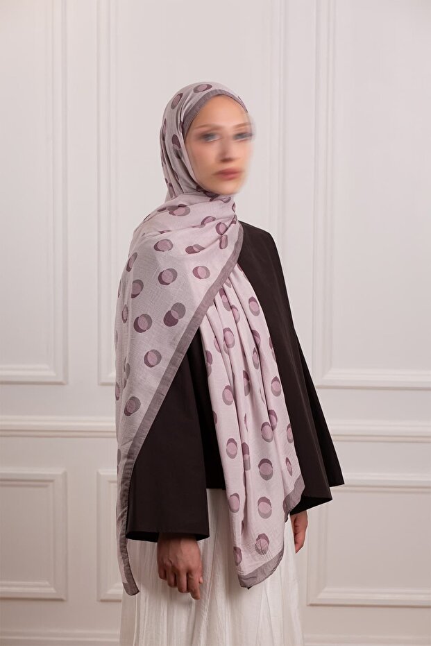 Polka Dot Patterned Muslin Shawl - 1