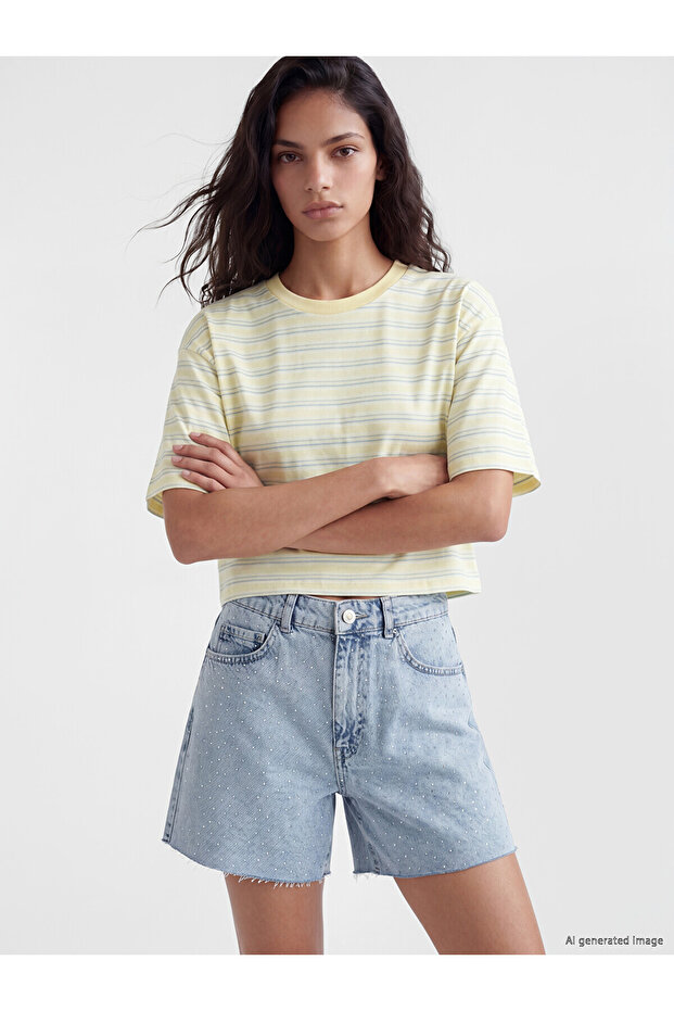 Nevavm Striped Oversize 100% Cotton Women's T-Shirt with a Difference