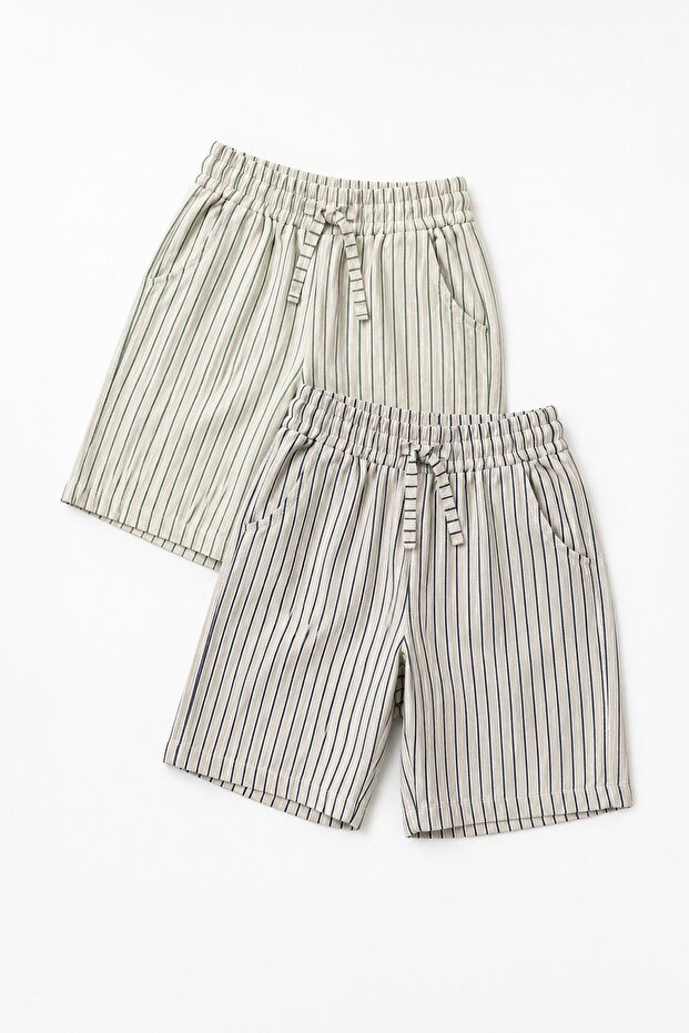 Boy's Striped Linen 2-Piece Shorts
