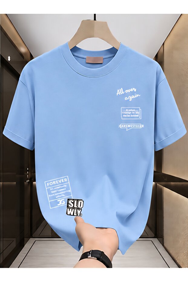 Men's Printed Basic T-Shirt – Crew Neck – Short Sleeve – Comfortable Fit