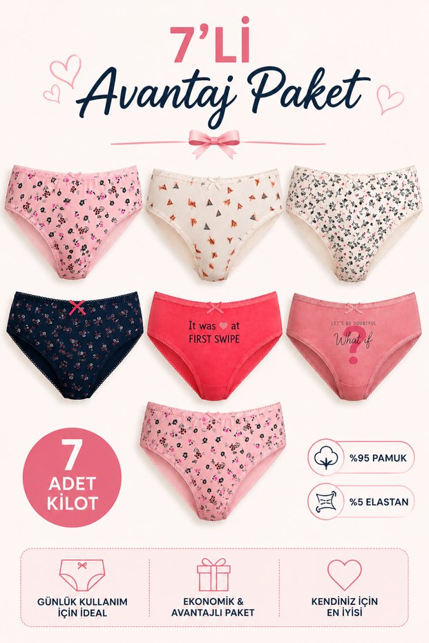 Women's Patterned Kilots 7-Piece Advantage Pack (Flexible, Cotton Fabric)