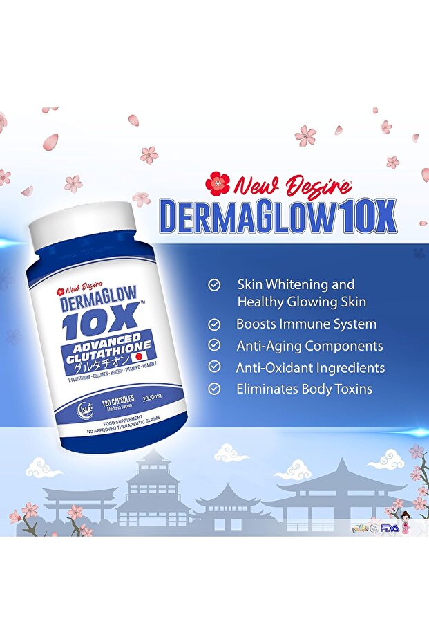 New Desire Dermaglow 10X Advanced Glutathione 2000Mg - 120 Capsules